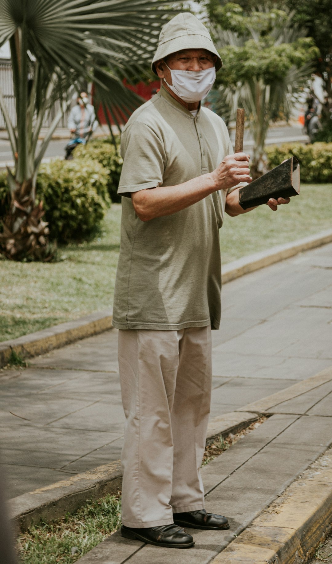 elderly man telling story on street