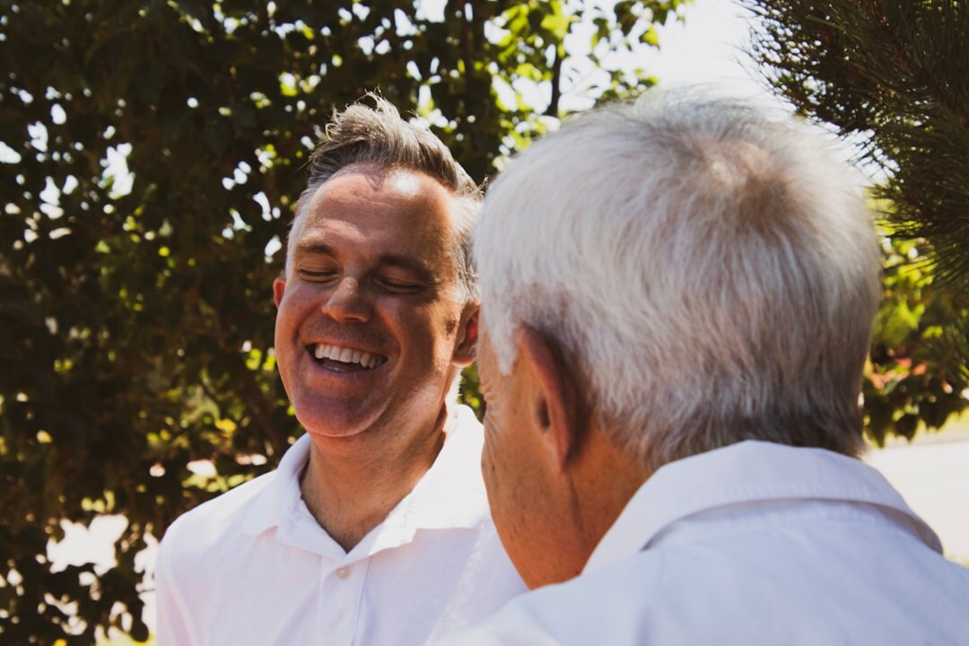 elderly man sharing story